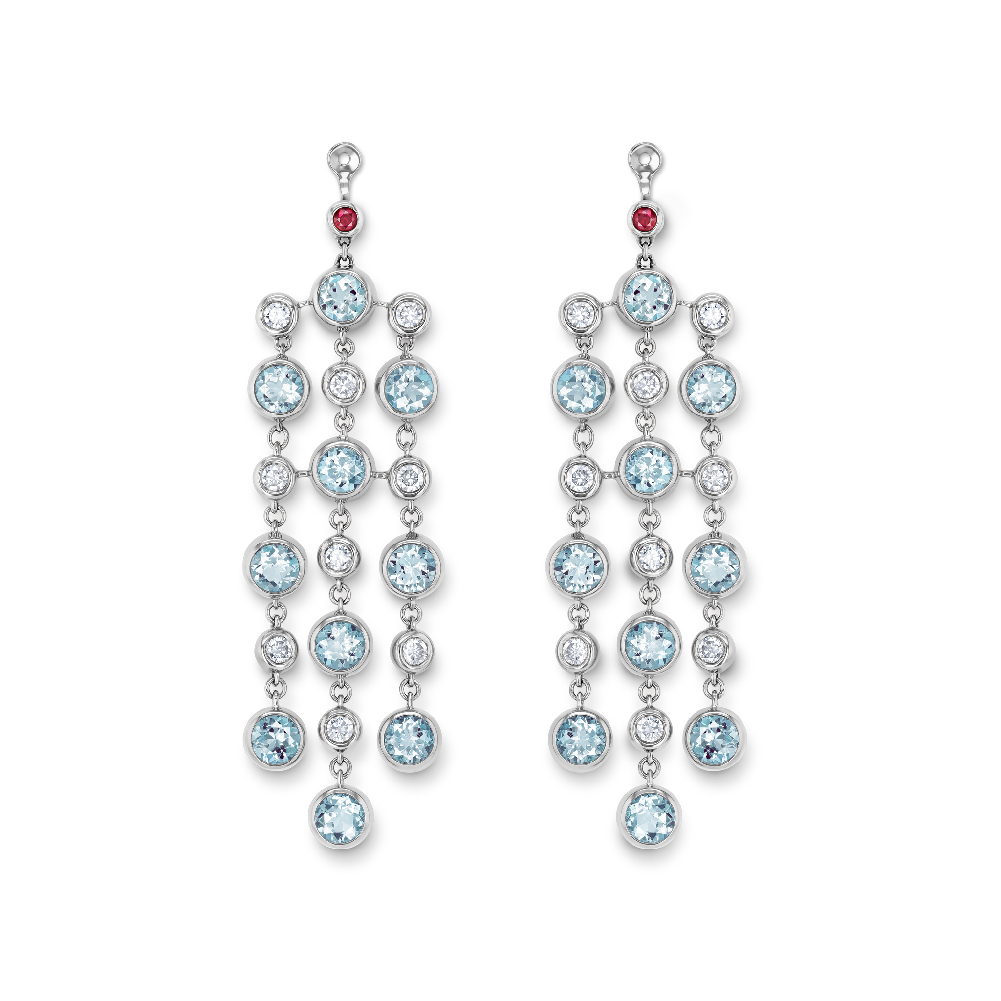 Chandelier earrings with aquamarines