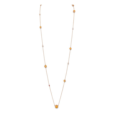 Necklace with mandarin garnets