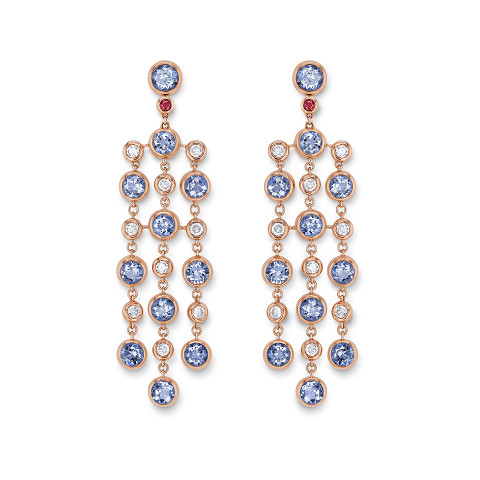 Chandelier earrings with tanzanites