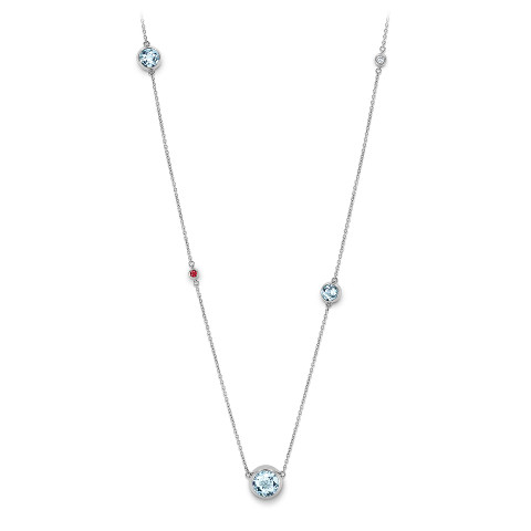Necklace with aquamarines