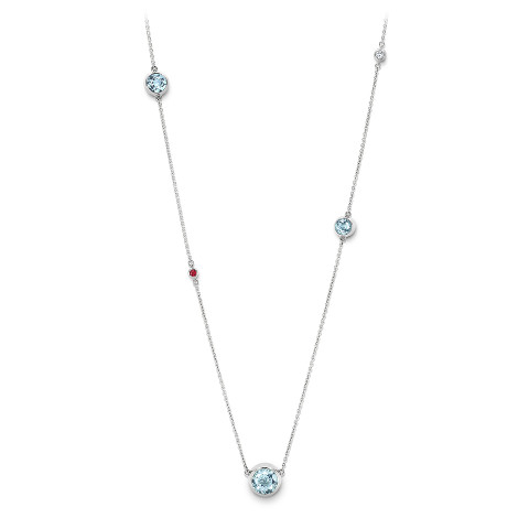 Necklace with aquamarines
