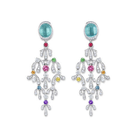 Chandelier earrings with tourmalines