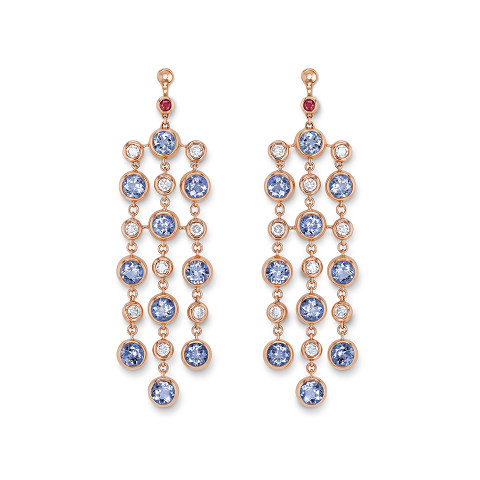 Chandelier earrings with tanzanites