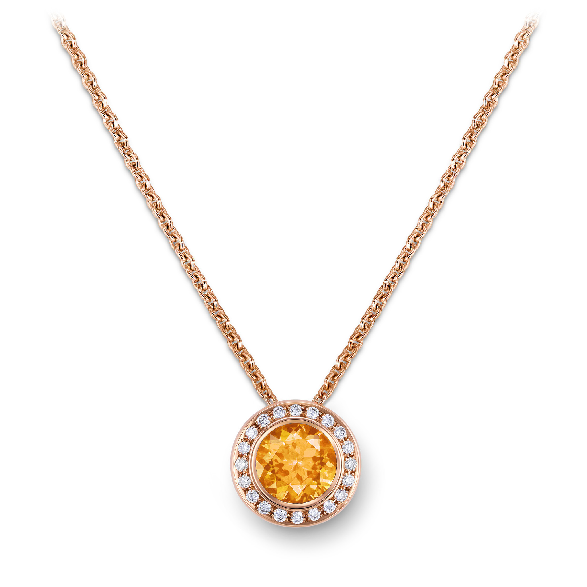 Necklace with mandarin garnet