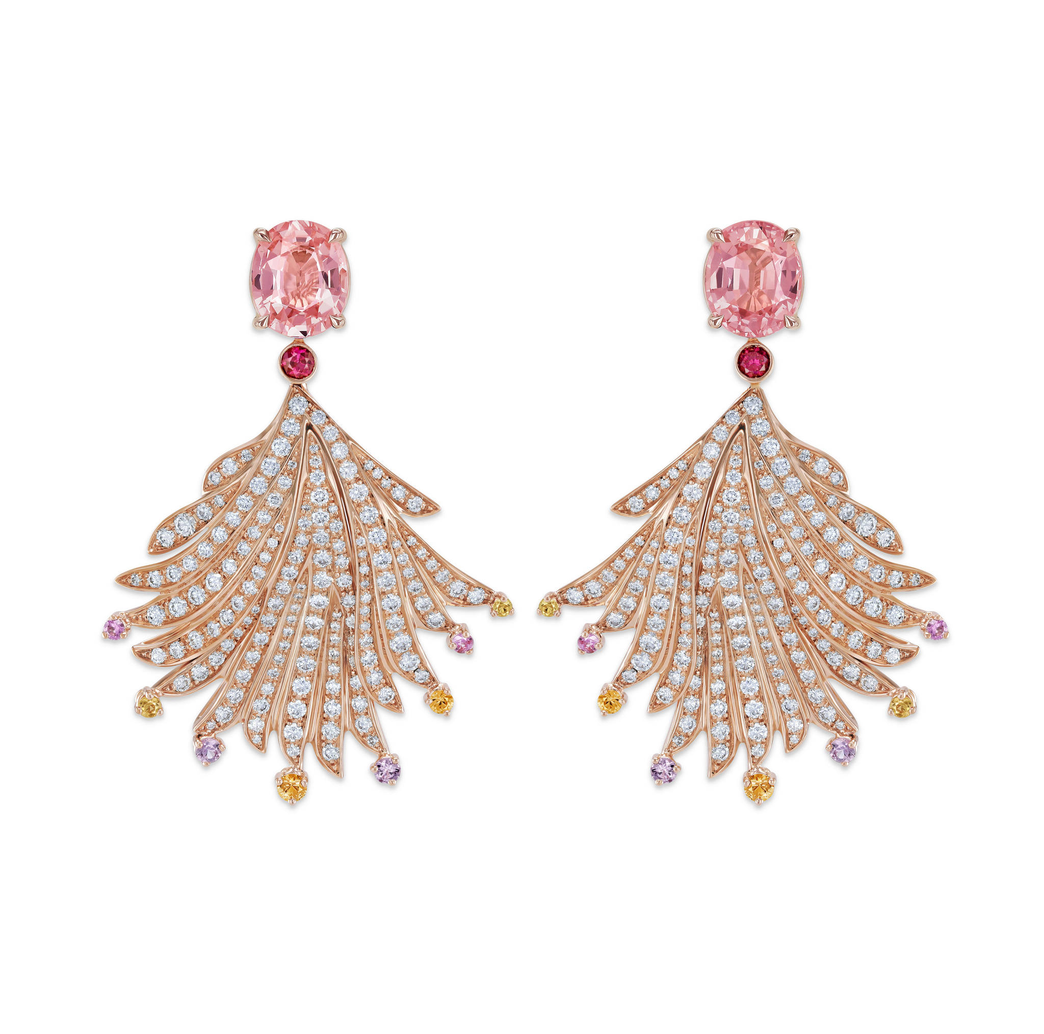 Earrings with padparadscha sapphires