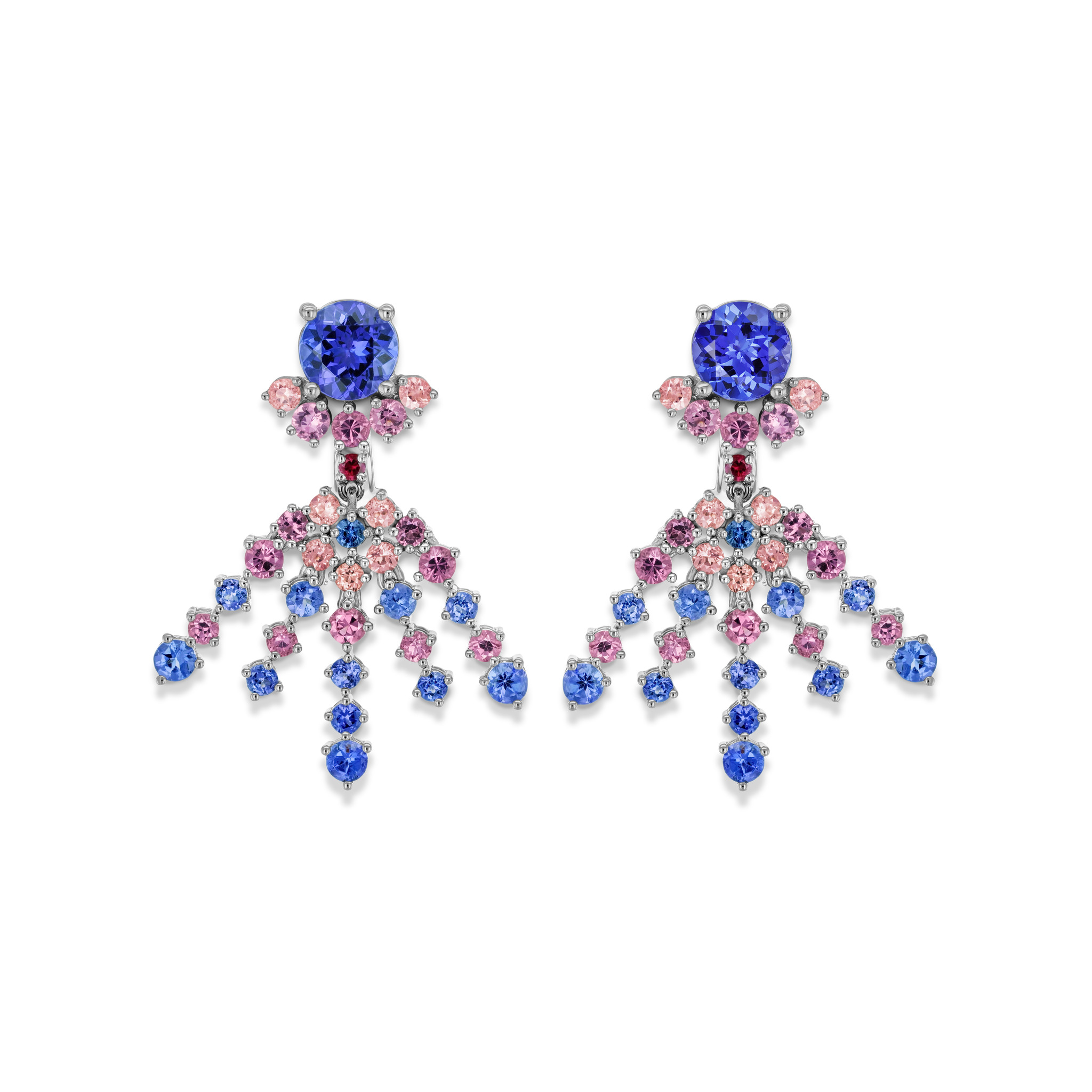 Earrings with coloured gemstones