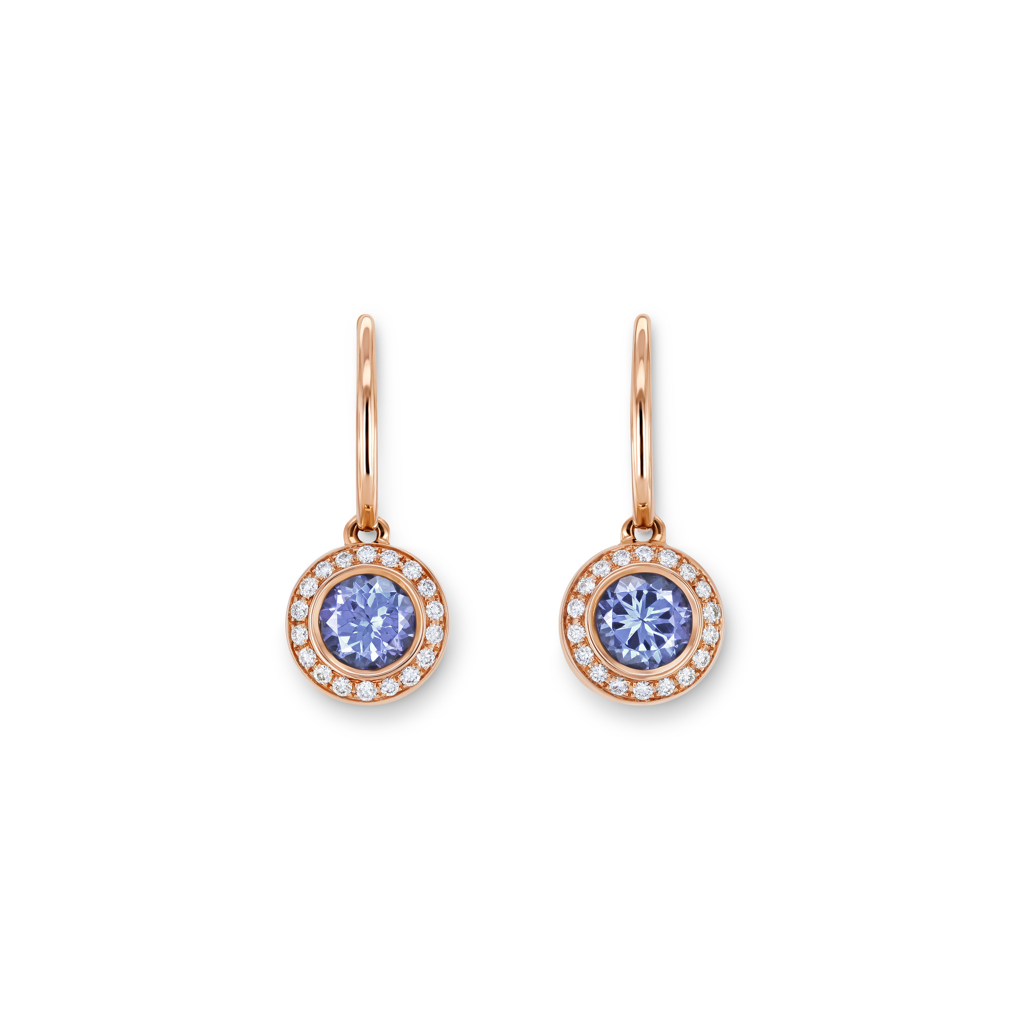 Earrings with tanzanites